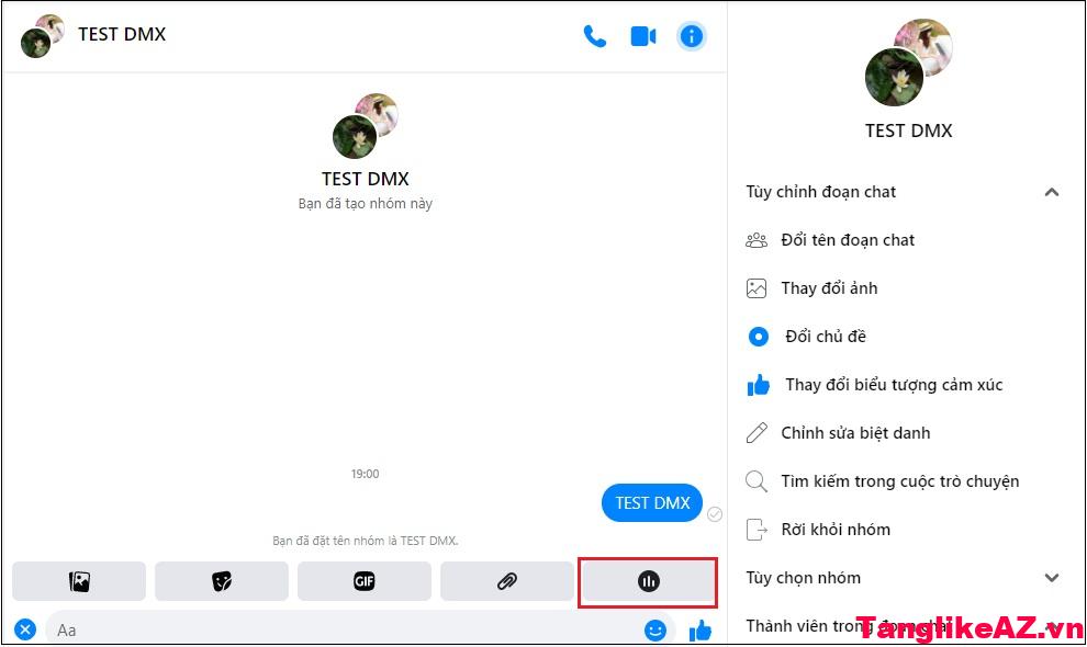 Bước 3: Nhấn vào biểu tượng dấu + ở góc trái và chọn biểu tượng Poll Hướng dẫn tạo cuộc thăm dò ý kiến trên ứng dụng Facebook Messenger