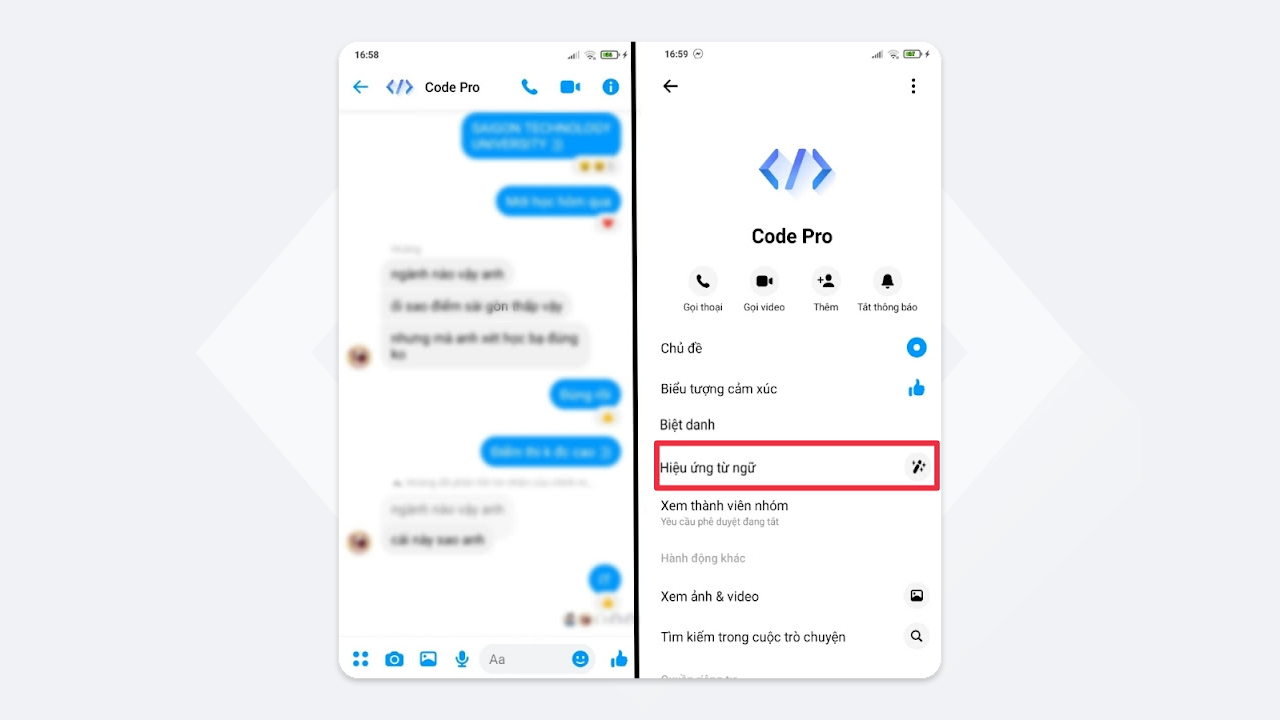 Cách gửi tin nhắn kèm hiệu ứng chữ trên Messenger bước 2 Cách gửi tin nhắn có hiệu ứng từ ngữ trên Messenger