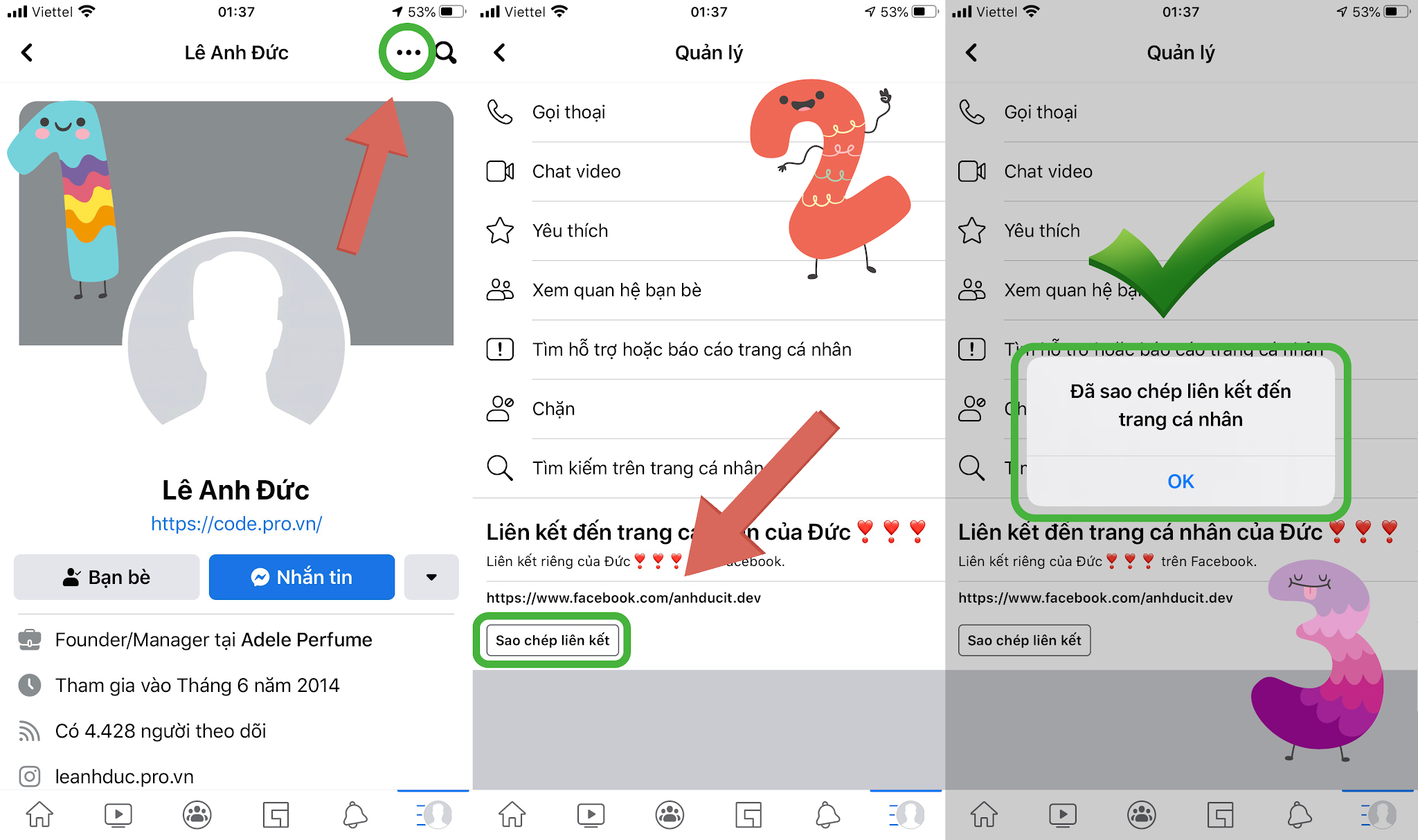 Cách lấy liên kết Facebook của người khác trên điện thoại của bạn Cách lấy link Facebook của mình và người khác trên điện thoại