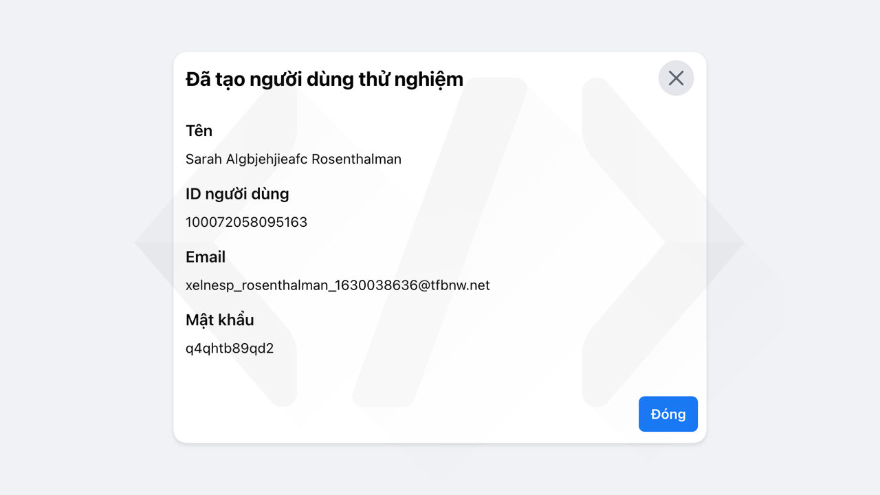 Hướng dẫn tạo tài khoản thử nghiệm Facebook