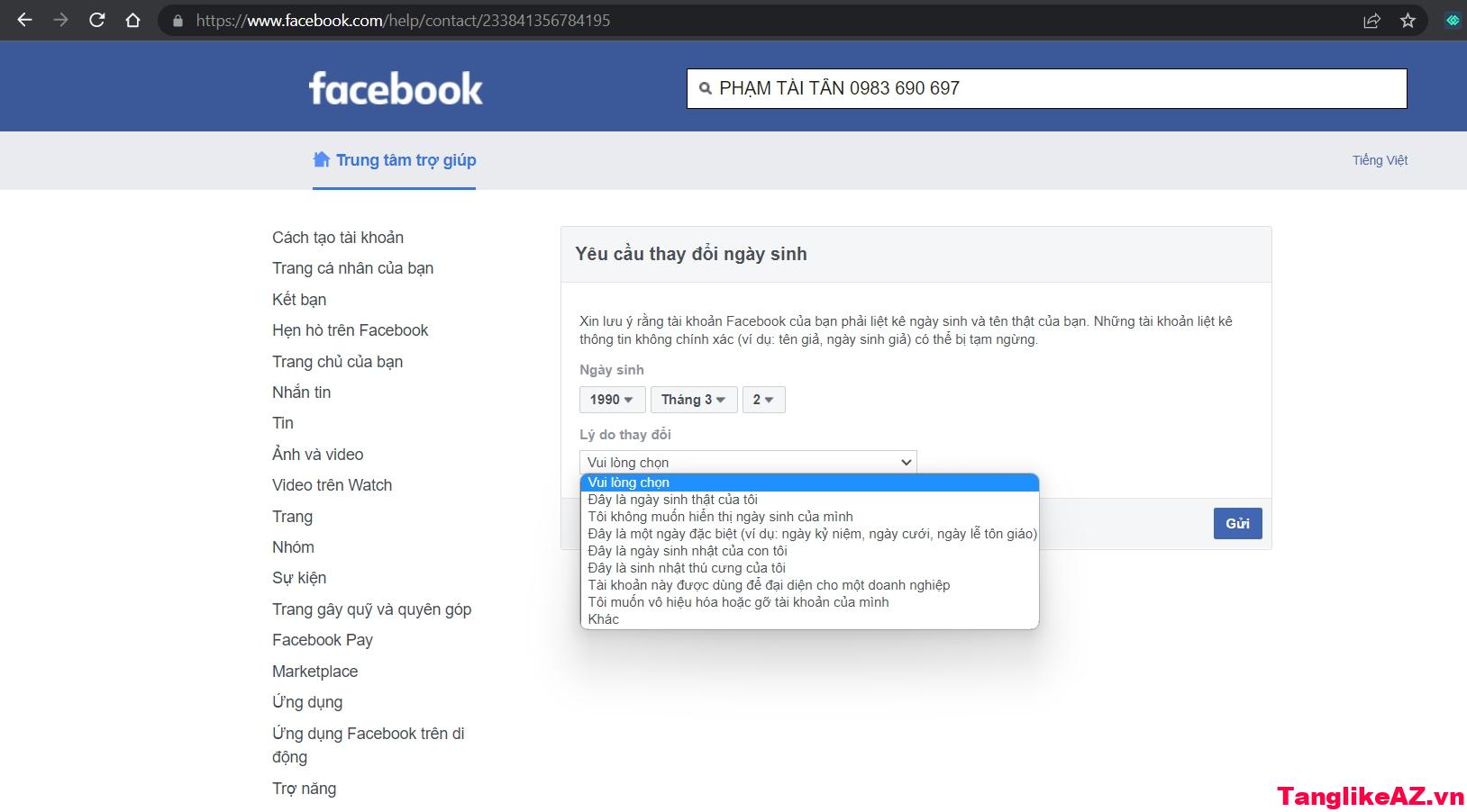 Link 195 - cách đổi ngày sinh trên Facebook nhanh chóng 4 Link 195