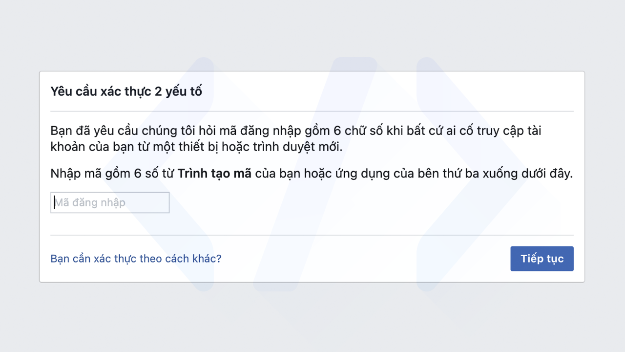 bỏ qua trình tạo mã Vượt trình tạo mã - Hướng dẫn vượt trình tạo mã Facebook mới nhất