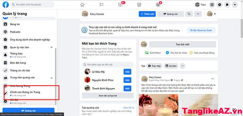 Chọn Chỉnh sửa thông tin trang