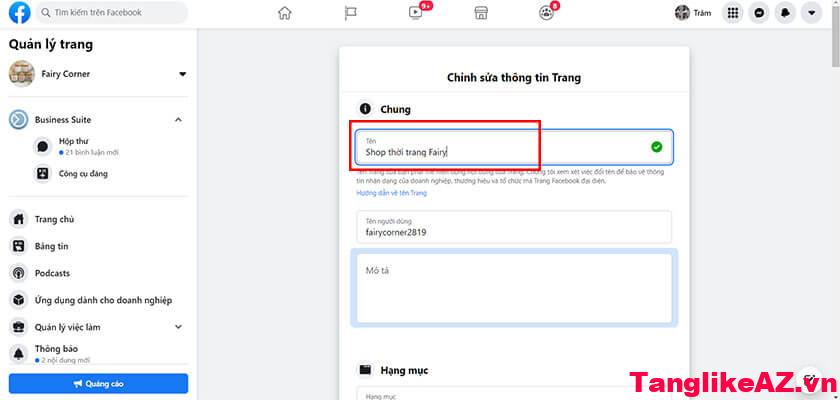 Đặt tên mới vào ô Name