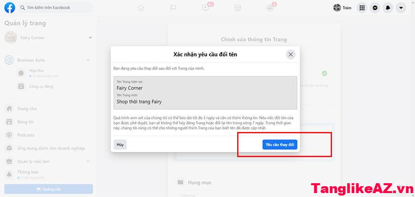 Chọn Yêu cầu thay đổi